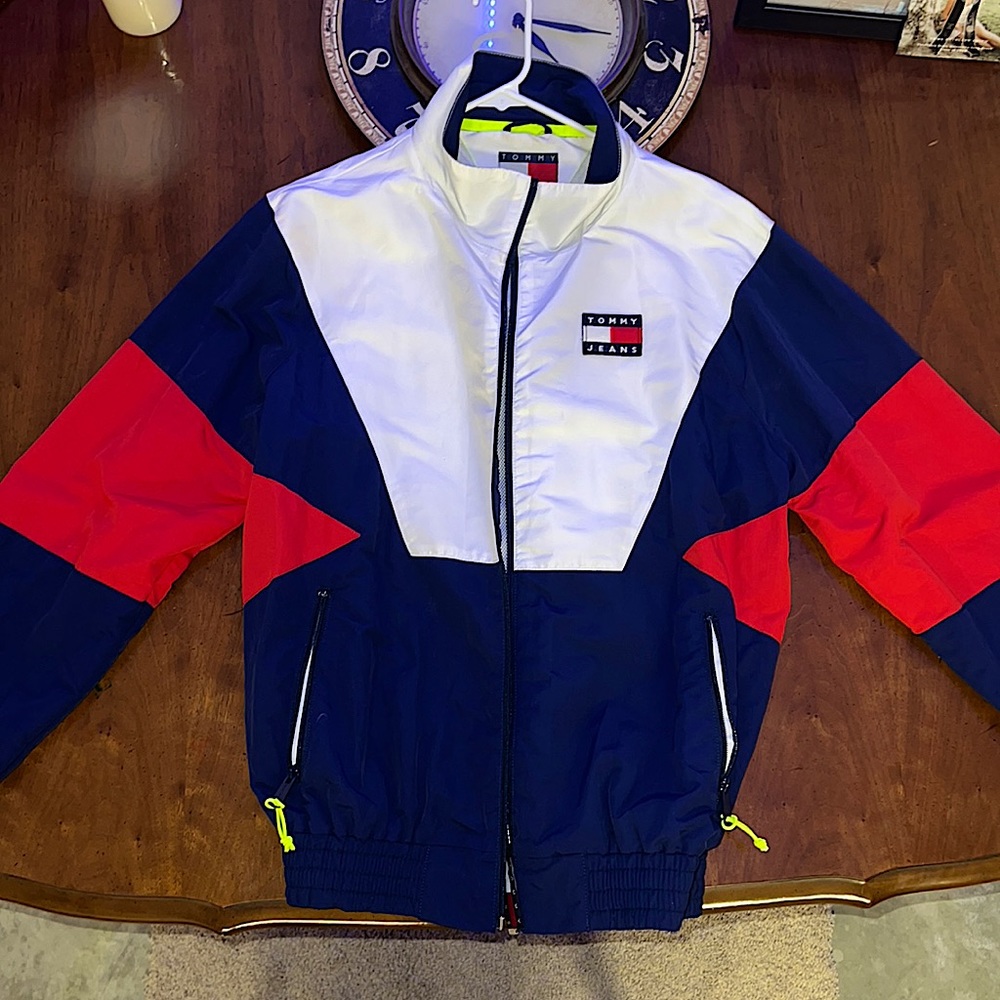 Tommy Hilfiger Windbreaker. Red white and blue. Size: Medium